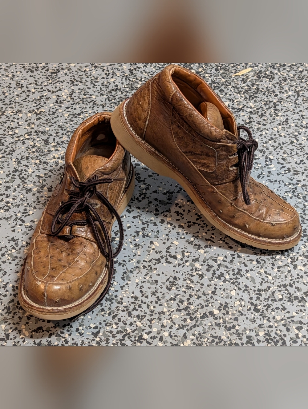 Rudy Lara exotic Ostrich leather Cowboy Western Shoes size 10.5 RL *Read